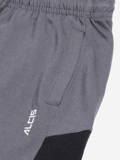 Alcis Men Charcoal Grey Solid Sports Shorts
