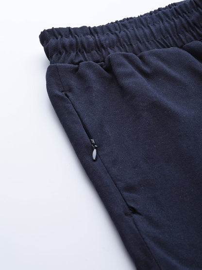 Alcis Women Navy Blue Slim Fit Solid Knitted Track Pants