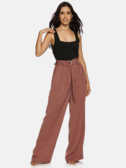 IS.U Mauve Wide Leg Belted Pant
