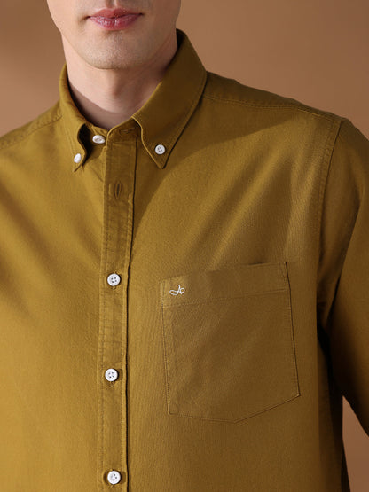 Mustard Regular Fit Solid Casual Shirt for Men (AUREO)