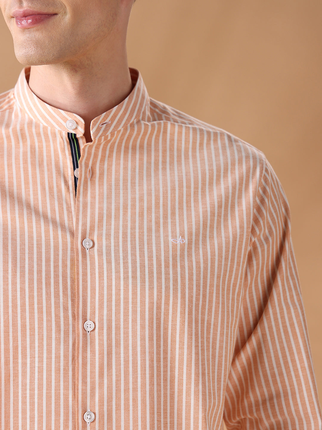 Orange Regular Fit Striped Casual Shirt for Men (DORVI)