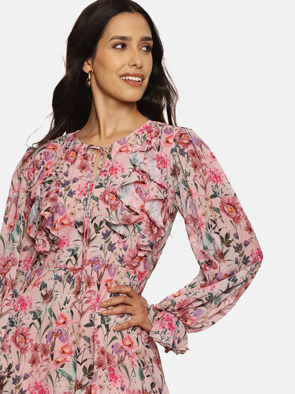 IS.U Multicolor Ruffled Swing Dress