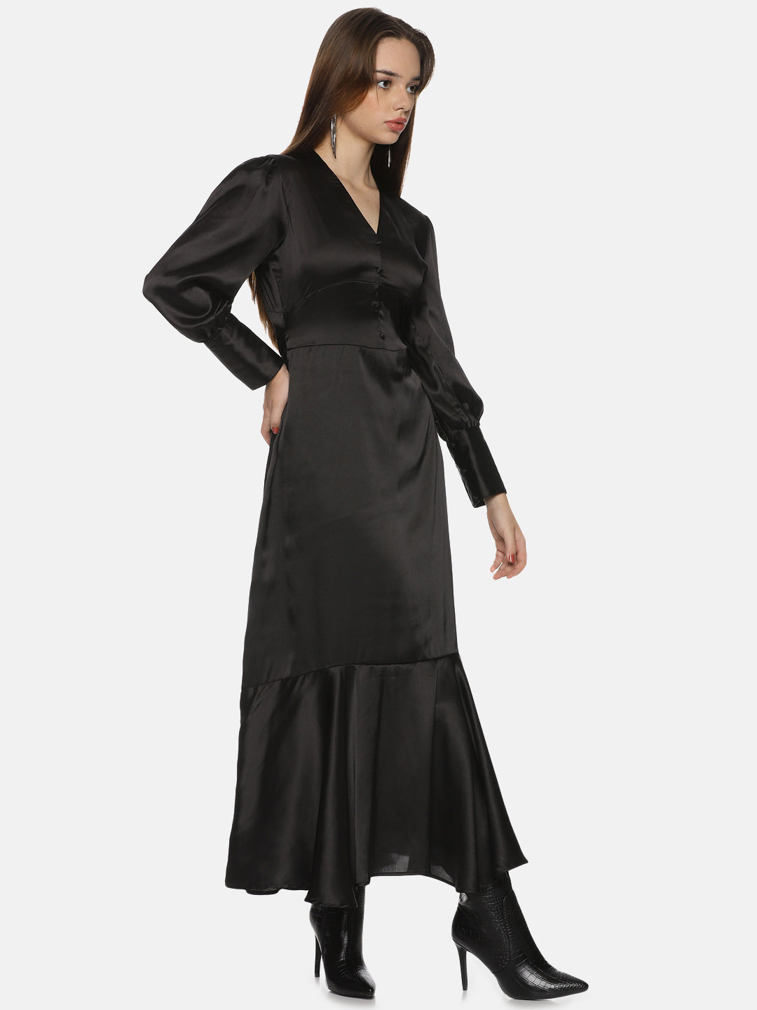 Buy full sleeve v neck maxi dress