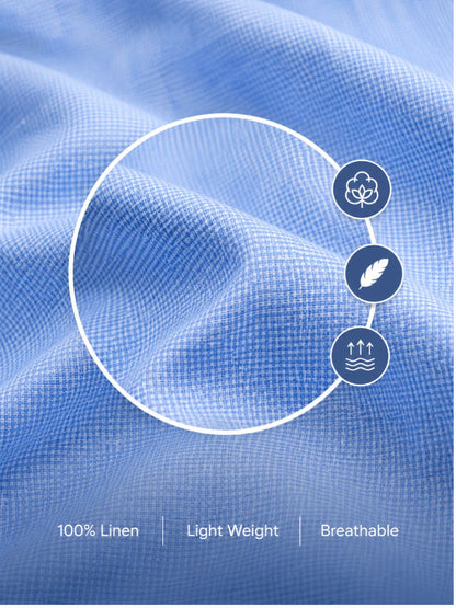 Regular Fit Linen Blue Casual Shirt for Men (LINAP)
