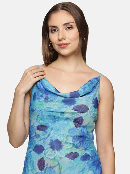 Buy Cowl Neck Slip Dress For Women In Blue