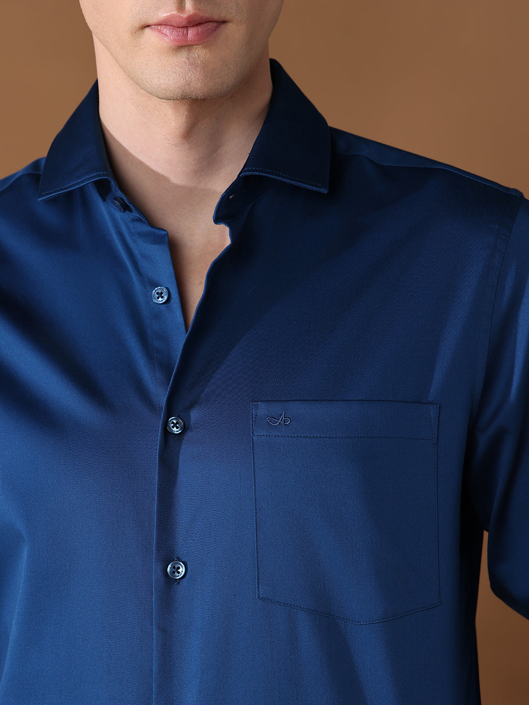 Navy Slim Fit Solid Formal Shirt for Men (BENIC)
