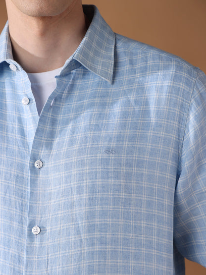 Blue Regular Fit Checked Casual Shirt for Men (DORAL)