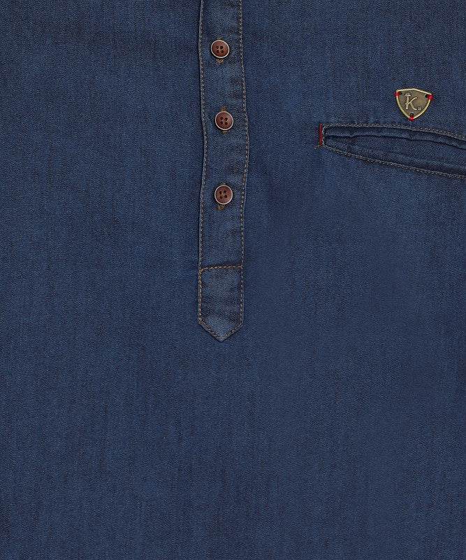 Kuons Avenue Men's Midnight Blue Denim Short Kurta