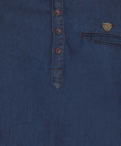 Kuons Avenue Men's Midnight Blue Denim Short Kurta