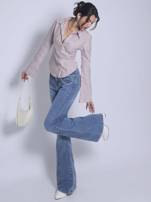 Stormy Blue Washed Bootcut Jeans