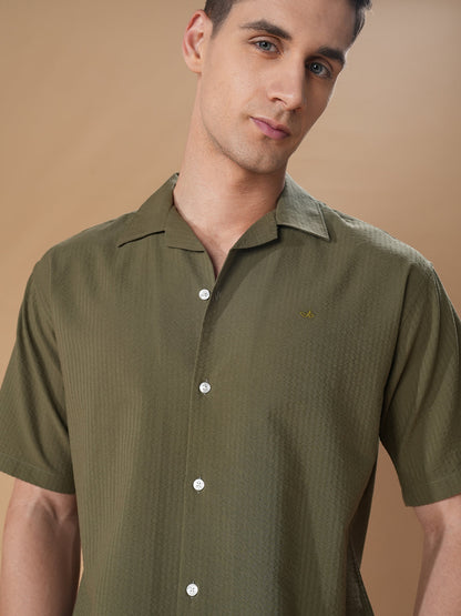 Olive Green Regular Fit Casual Cotton Shirt for men (CURAT)