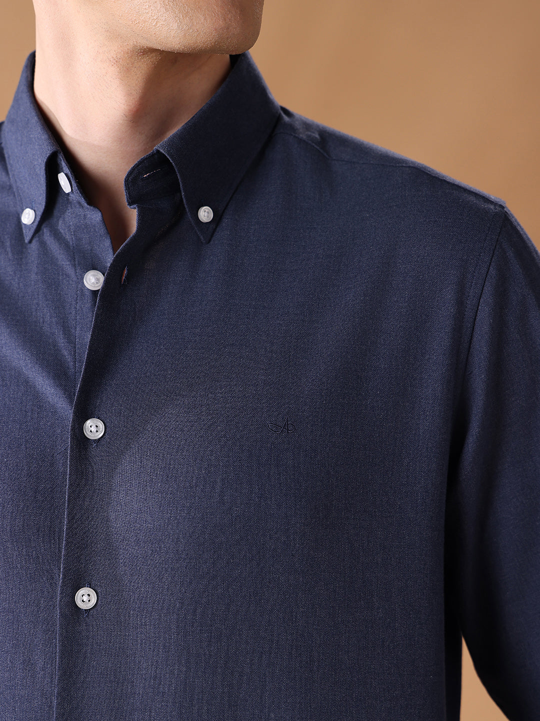 Navy Regular Fit Solid Casual Shirt for Men (CORDO)