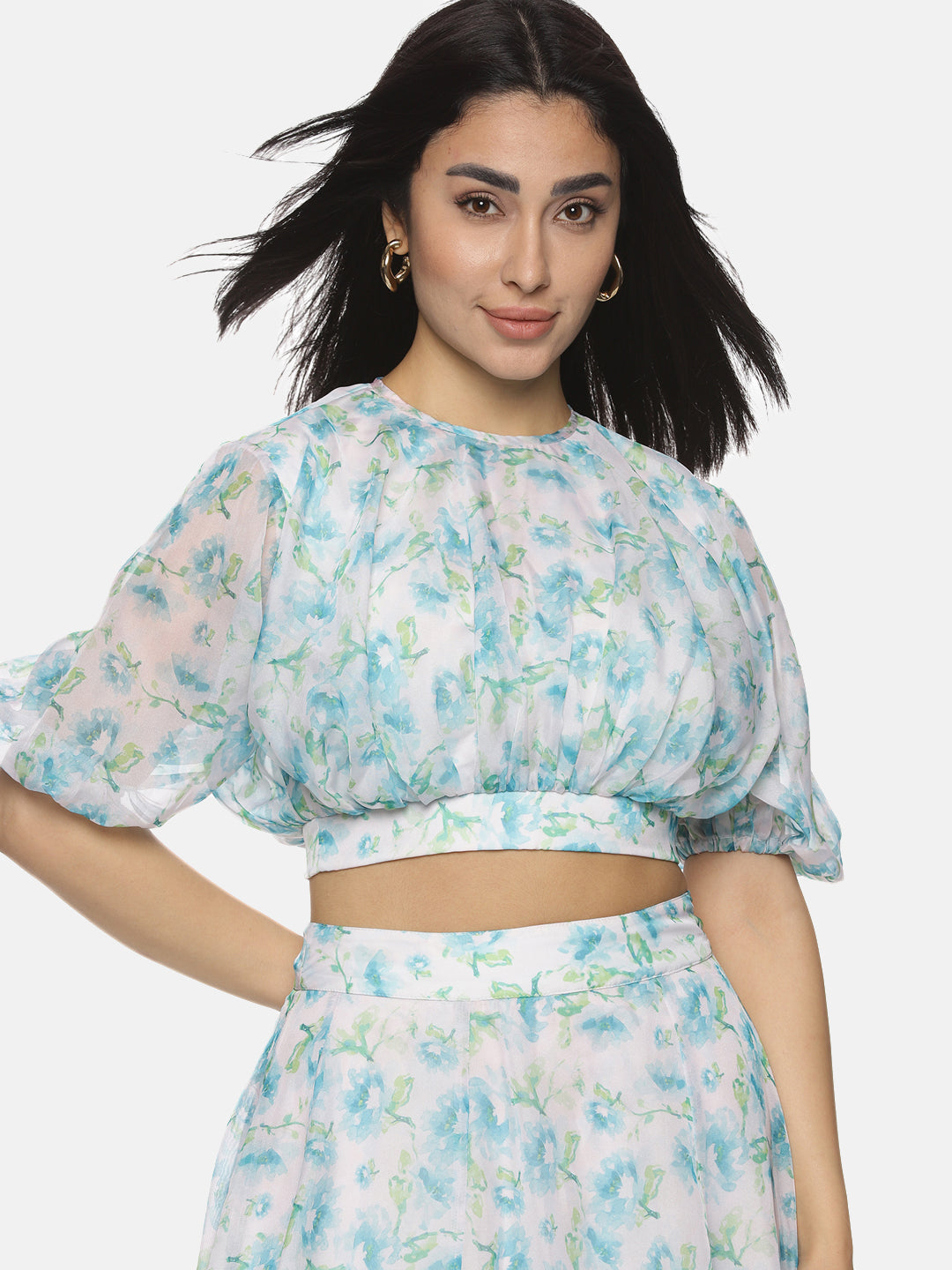 Buy Half Sleeve Puffed Crop Top For Women