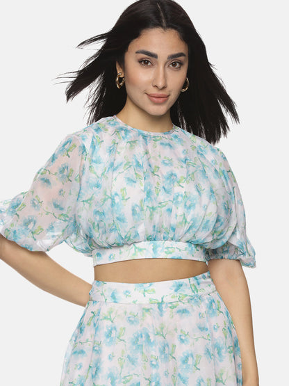 Buy Half Sleeve Puffed Crop Top For Women