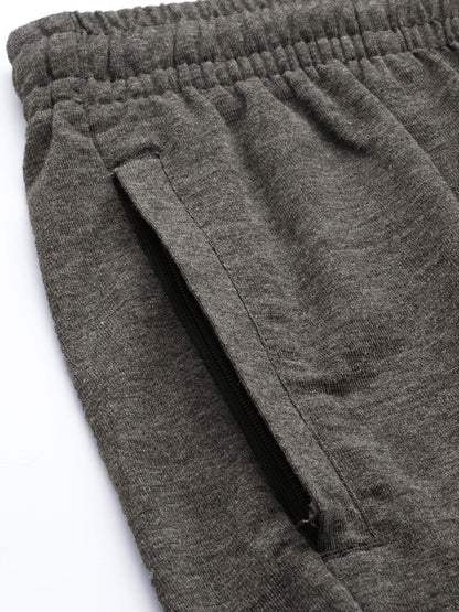 Alcis Men Charcoal Grey Solid Regular Fit Sports Shorts