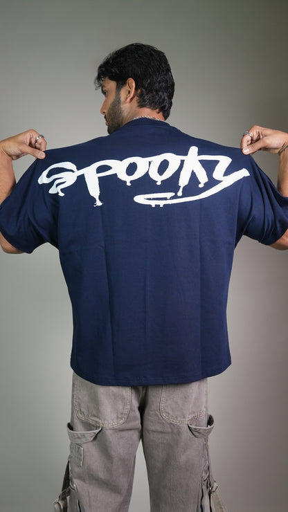 Midnight Spooky Navy Men’S Oversized T-Shirt Rustlines