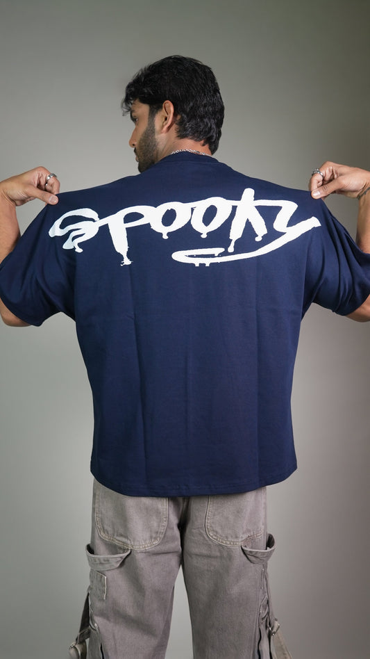 Midnight Spooky Navy Men’S Oversized T-Shirt Rustlines