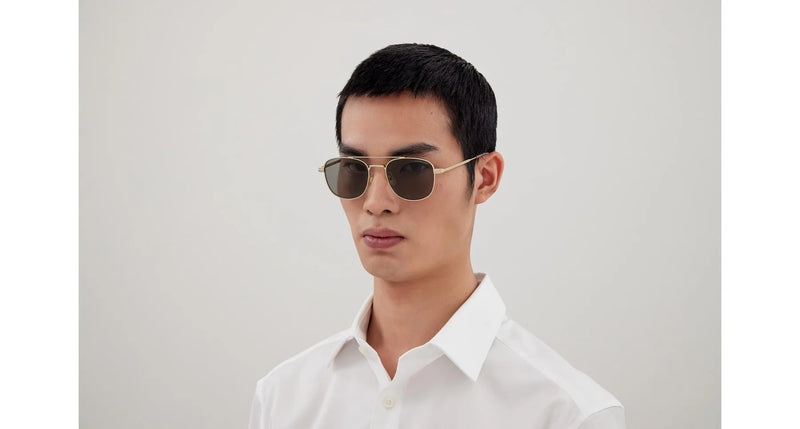 Mont Blanc Unisex Sunglasses Protective Metal Phantos Gold With Grey Standard Lenses