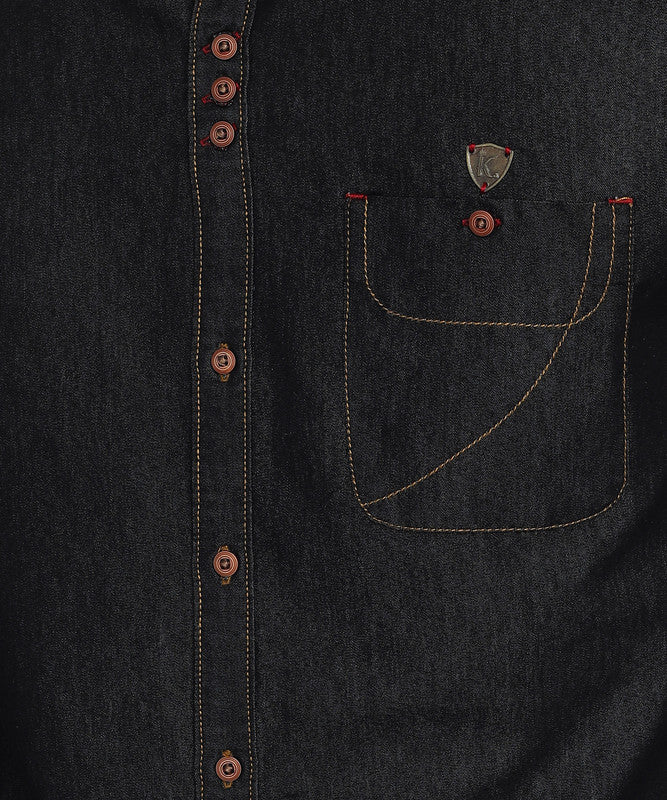Kuons Men's Black Denim Casual Shirt