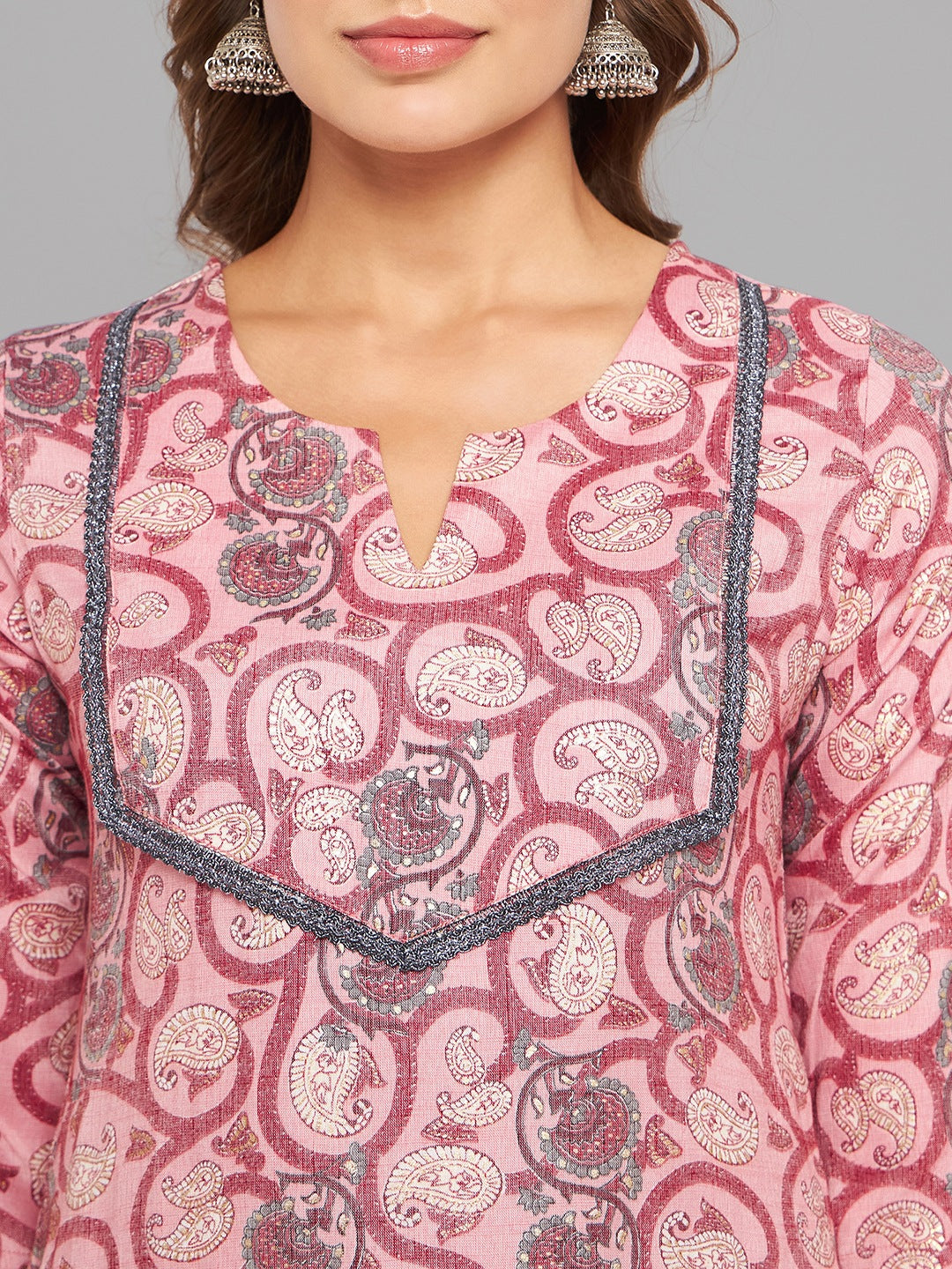 Women Pink Printed Straight Kurta