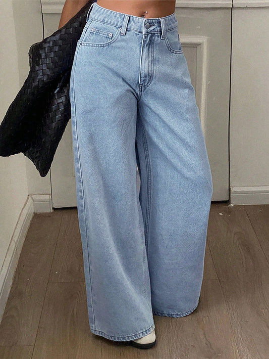 80s Light Blue Washed Super Wide Leg Jeans