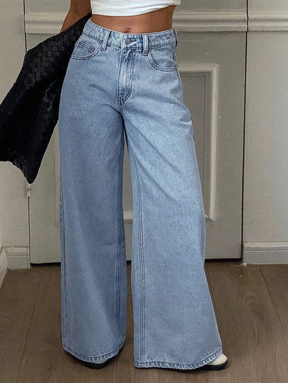 80s Light Blue Washed Super Wide Leg Jeans