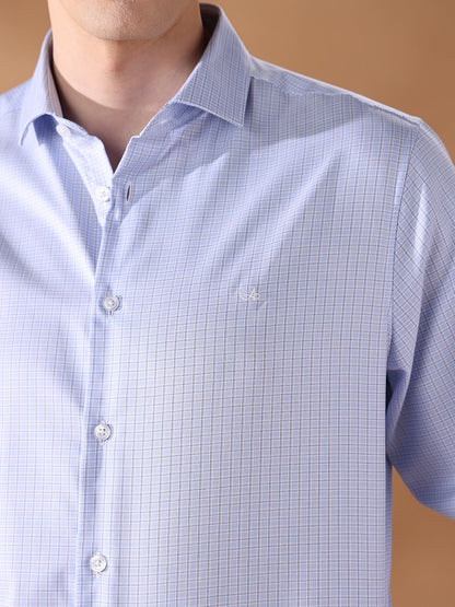 Blue Regular Fit Checked Formal Shirt for Men (CARLA)