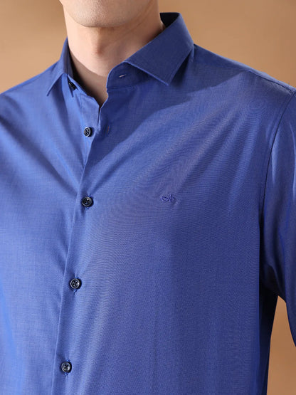 Blue Regular Fit Solid Formal Shirt for Men (LUKA)