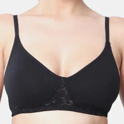 Black t shirt lace bra Envie non wired non padded 3/4th coverage seamless lace bra invisible under clothes daily wear