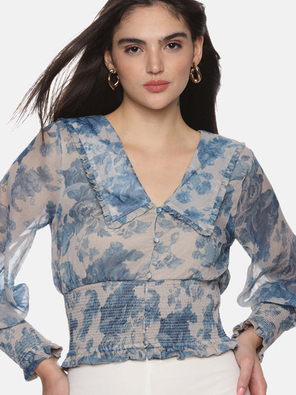 Buy Full Sleeve Crop Top For Women In Grey