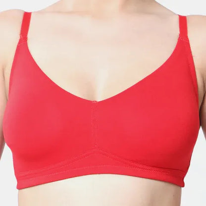 Red t shirt bra Envie non wired non padded full coverage seamless bra invisible under clothes daily wear