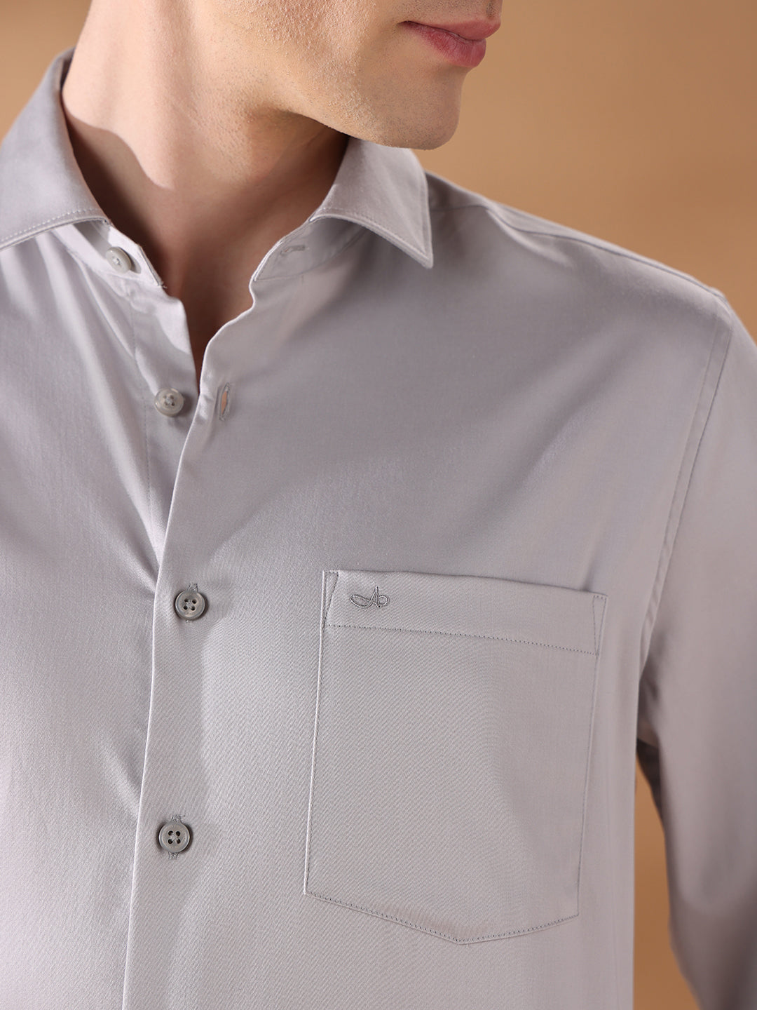 Grey Slim Fit Solid Formal Shirt for Men (JUDE)