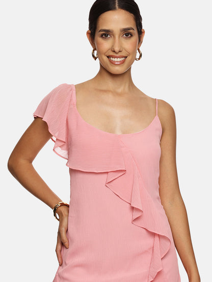 IS.U Peach Ruffle Maxi Dress