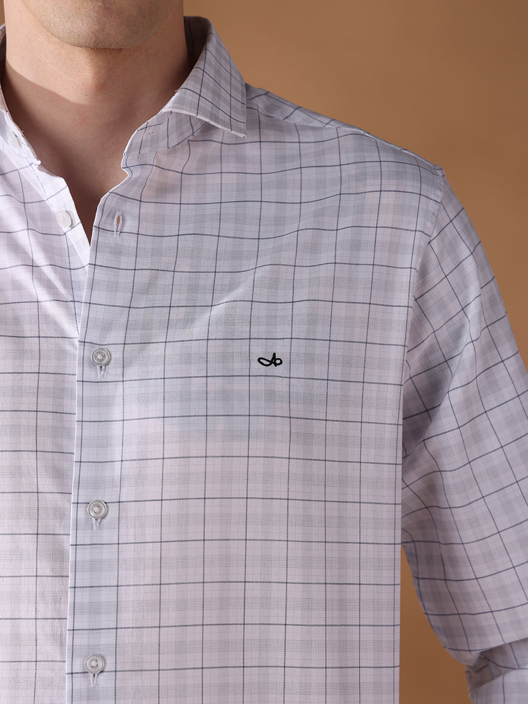 White Regular Fit Checked Formal Shirt for Men (CINDA)