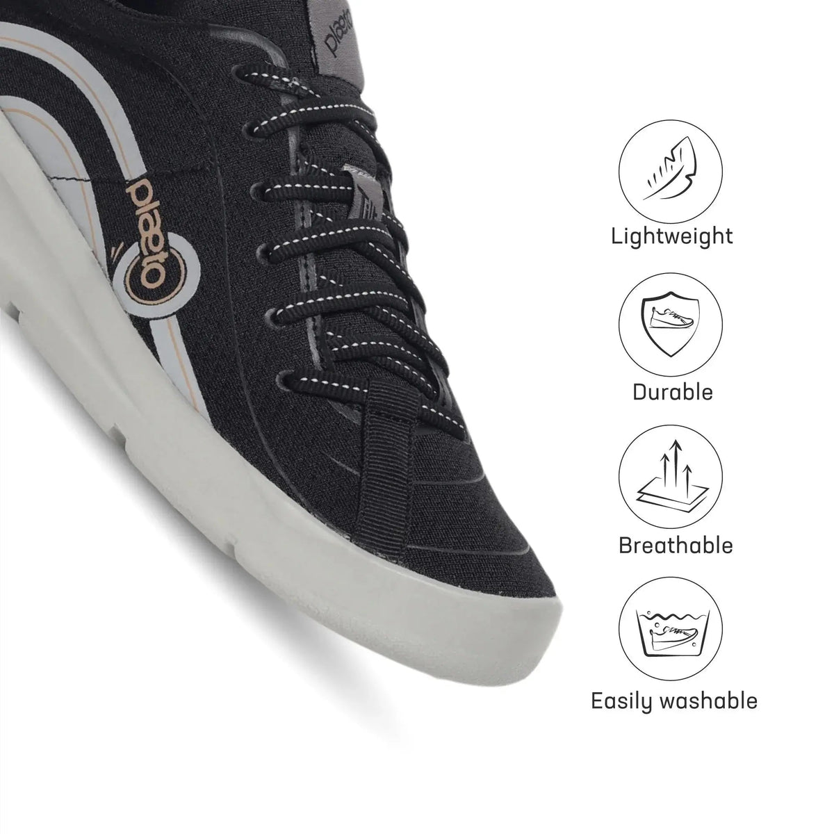 Men's Black Go Trainer Shoes Plaeto