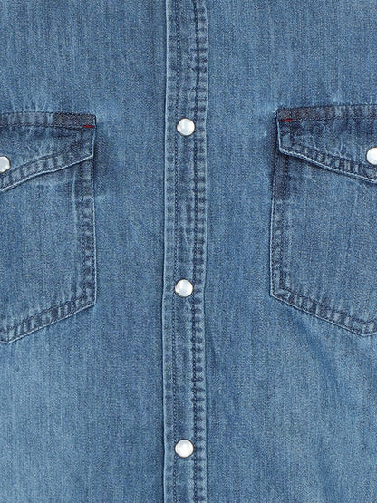 Kuons Avenue Men's Stonewash Blue Denim Casual Shirt