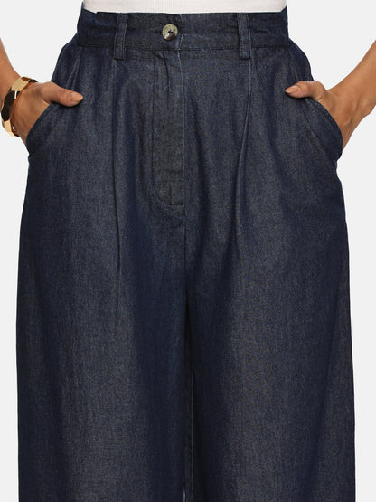 IS.U Dark Blue Barrel Fit Pant