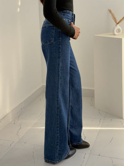 Dark Blue Wide Leg Jeans