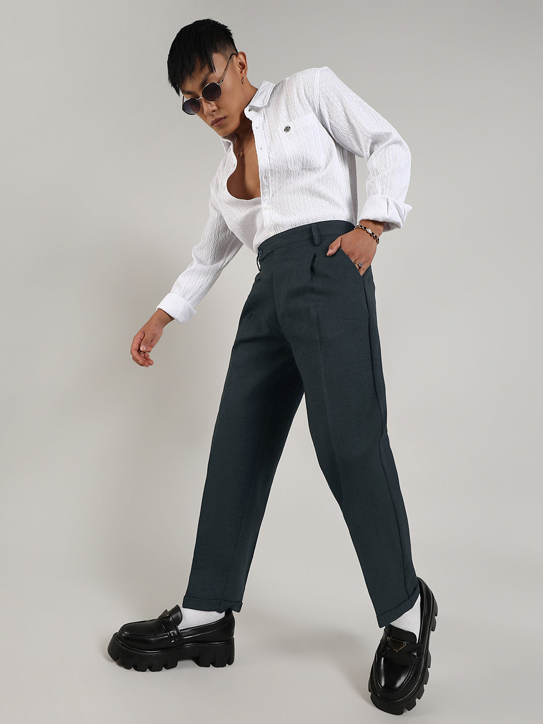 Tailored Linen-Blend Trousers