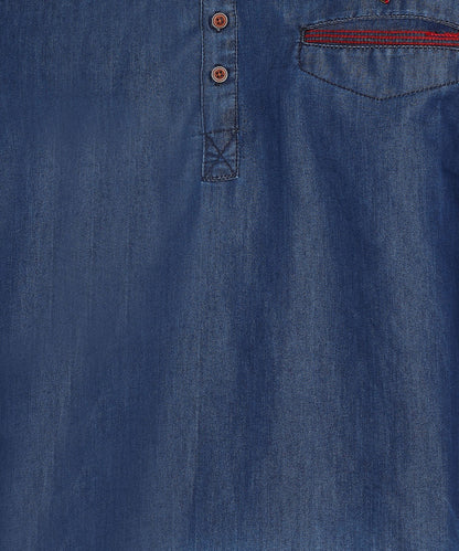 Kuons Avenue Men's Dark Blue Denim Ombre Tailored Fit Short Kurta