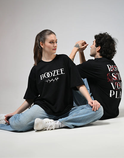 Rose S'il Vous Plait Printed Black T-Shirt Boozee