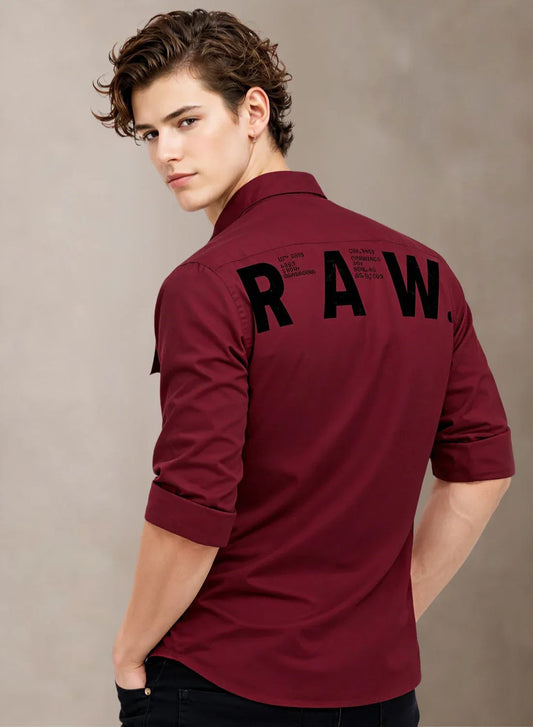Adro Mens Cotton Twill Cargo Shirt Maroon| Stylish Outdoor Travel Shirt Maroon