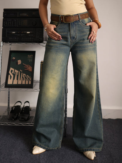 Vintage Drift Blue Tinted Wide Leg Jeans