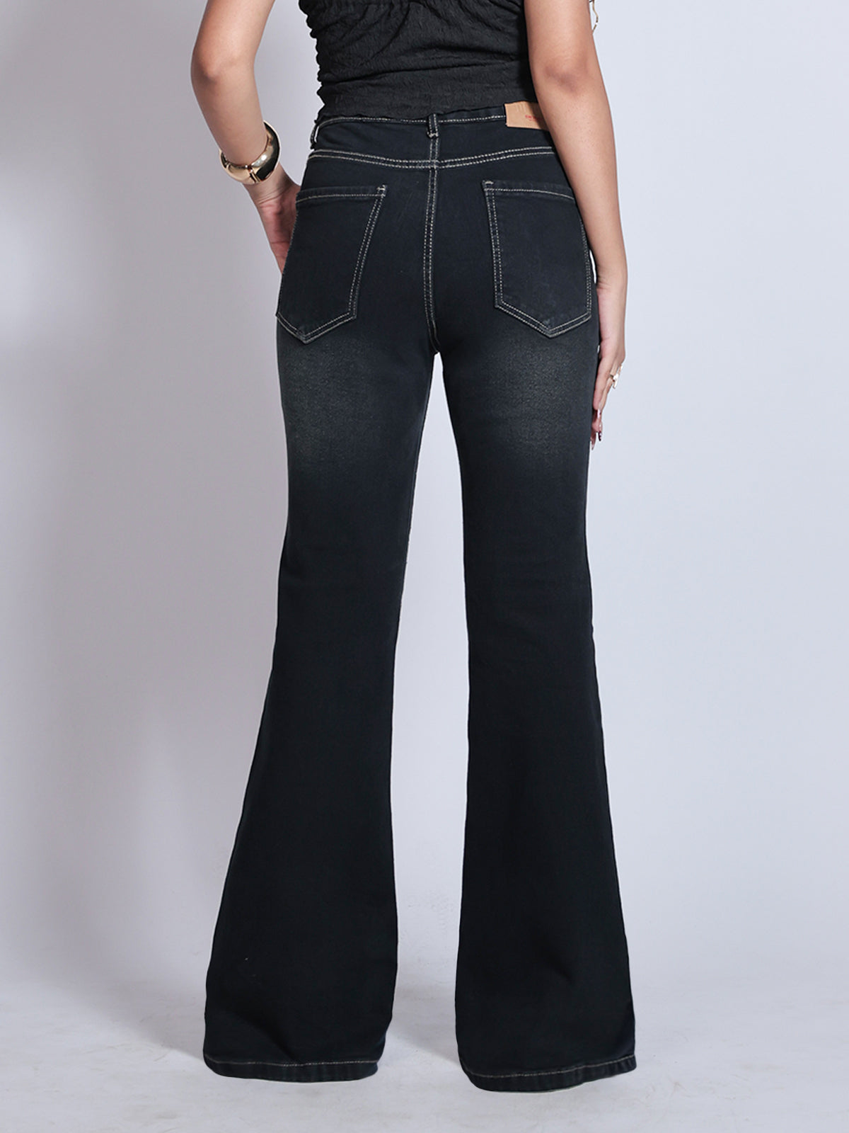 Premium Space Black Washed Bootcut Jeansâ€¨â€¨