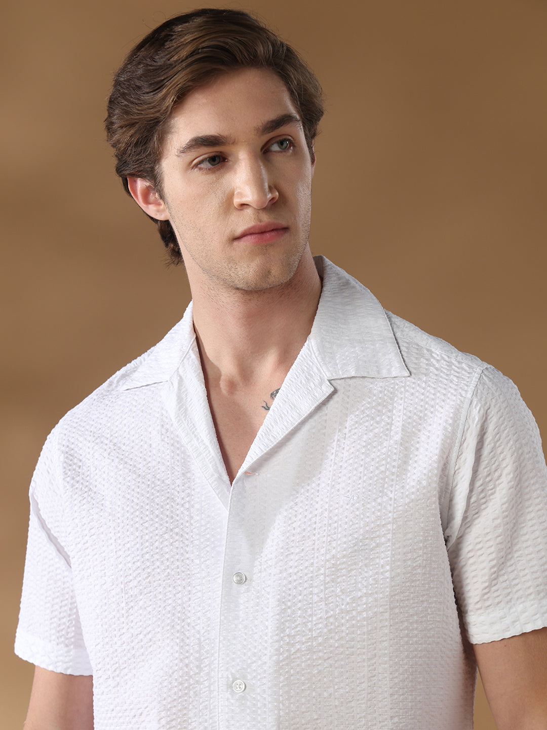White Regular Fit Casual Cotton Shirt for men (AMENO)
