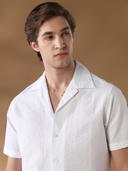 White Regular Fit Casual Cotton Shirt for men (AMENO)