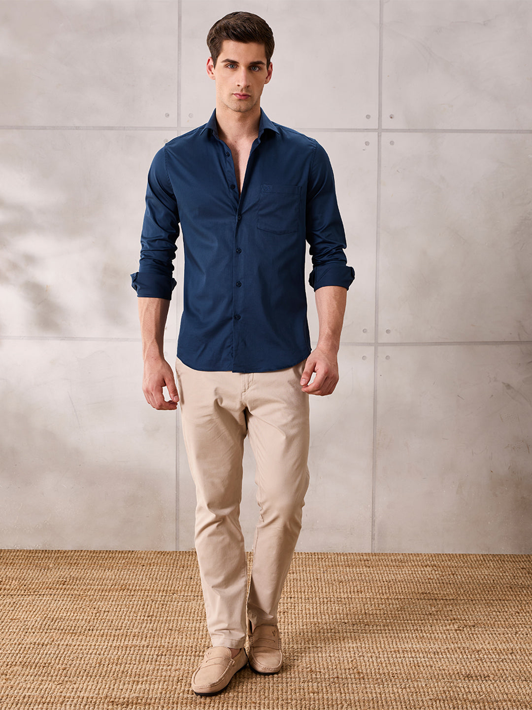 Aldeno Men Teal Formal Shirt (VENTO)