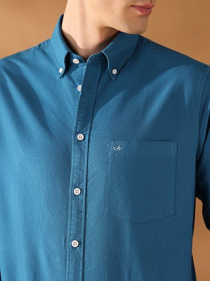 Teal Regular Fit Solid Casual Shirt for Men (BENAR)