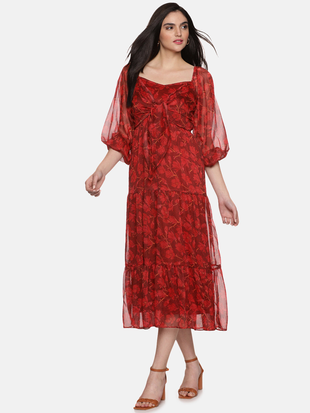  Maroon Midaxi Dress For Women