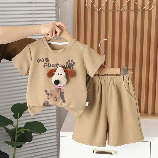 Brown Doggy Paw 2pcs Shorts set for Toddlers and Kids